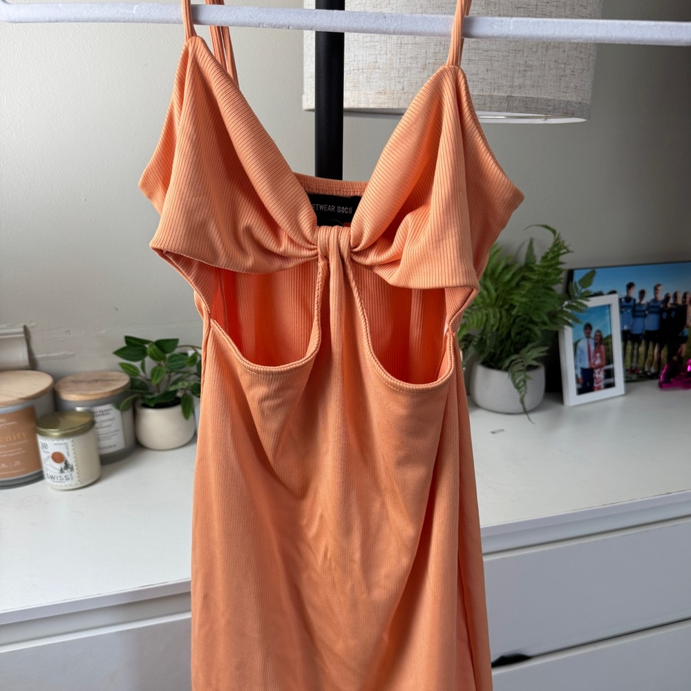 Cut-Out Mini Dress, bodycon- Orange